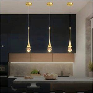 YooGee Lighting Rose Gold Crystal Drop Pendant Kitchen Island Light Chandelier